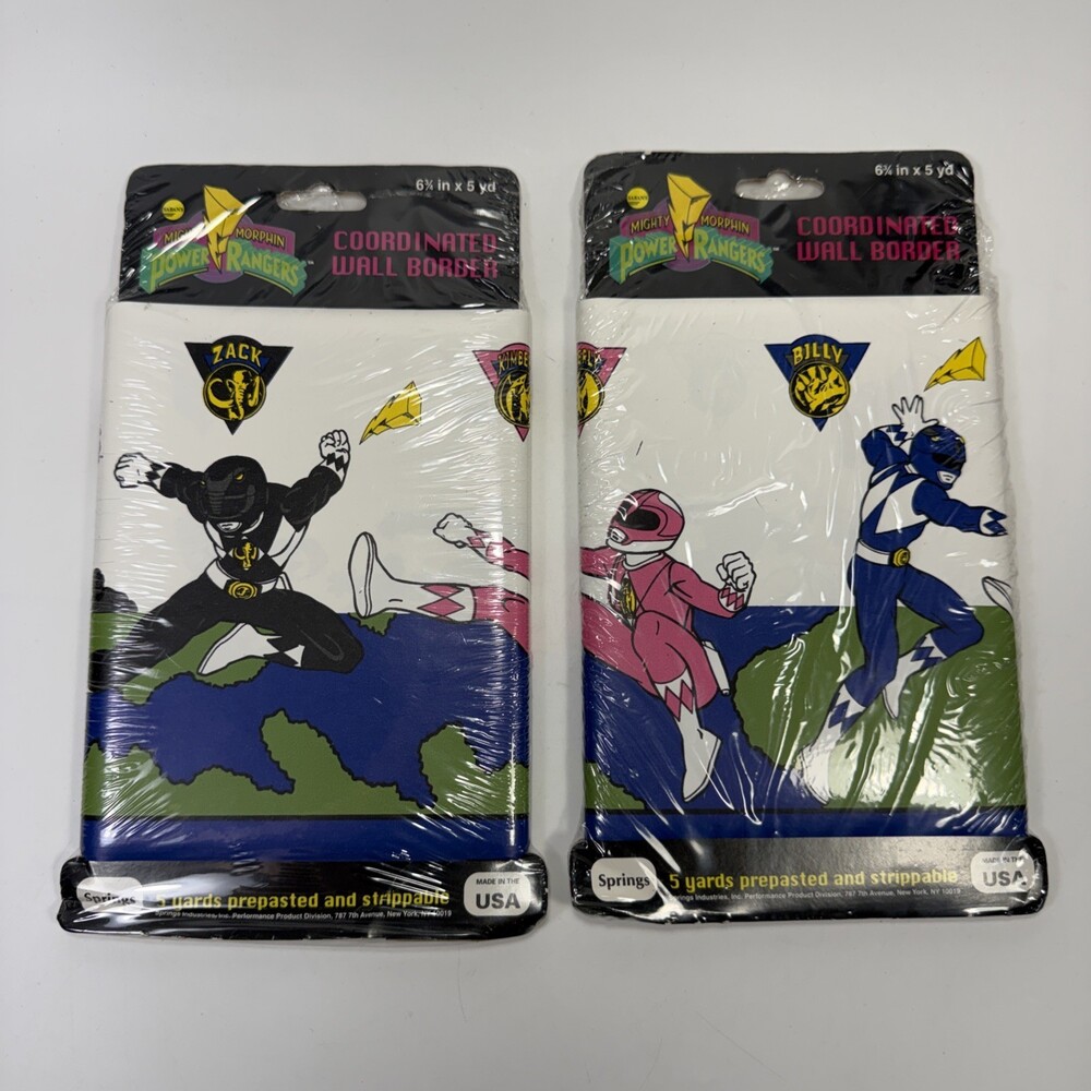 Vintage 2 Pack 1994 Saban Mighty Morphin Power Rangers Wall Border  K3